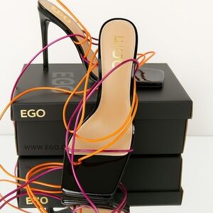 EGO Black Heels with Vibrant Straps